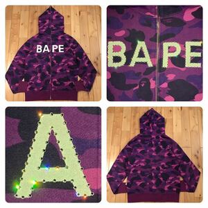 スワロフスキー BAPE パーカー Lサイズ purple camo ラインストーン a bathing ape BAPE full zip hoodie ベイプ エイプ 迷彩 akz5