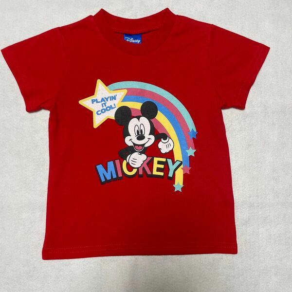 【新品未使用】 Disney ミッキー 半袖 Tシャツ 90 ベビー レインボー