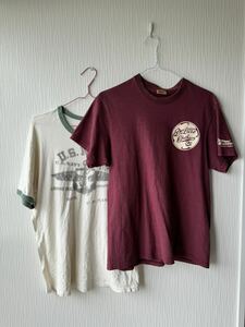 ★2枚セット!!★DELUXEWARE★デラックスウエア★ブランドロゴTee&RVTリンガーTee★DLT&RVTレア!!★USED★ L