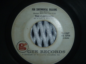 ◆R&B/Doo Wop/Oldies◆The CLEFTONES クレフトーンズ／ For Sentimental Reasons (Gee)▼全米1961年60位