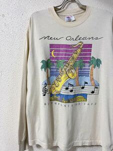 80s USA製 ニューオーリンズ BIRTH PLACE OF JAZZ ジャズ 長袖 Tシャツ 
