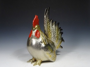 66■鉄製 鶏 鳥 ニワトリ 干支 重さ約1772ｇ 置物 オブジェ