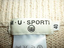 595-91♂：M・U SPORTS エムユースポーツ　ミエコウエサコ　 丸首 ニット裾リブ セーター　size.40　色.ベージュ　ツーアンドワン_画像3
