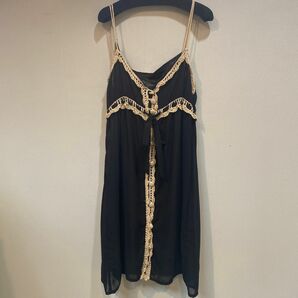 ワンピース ブラック ドレス キャミソール 刺繍