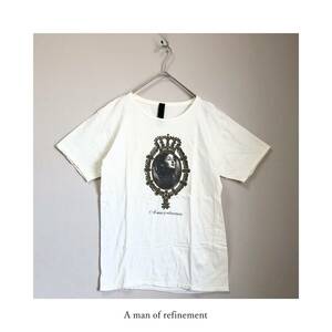 Tシャツ 半袖 amor トップス 綿100% プリント ホワイト メンズ 古着 a man of refinement