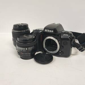 1円~【通電確認済】ニコン Nikon F70 NIKKOR 18-55mm 1:3.5-5.6G Ⅱ ED 24mm 1:2.8D 一眼レフ フィルムカメラ レンズ ストラップ付 J140271