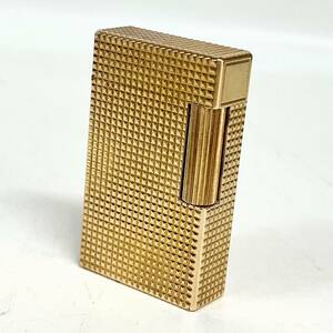 1 jpy ~[ put on fire not yet verification ] Dupont S.T.Dupont gas lighter line 1 roller Gold square smoking . smoke . tool cigarettes goods J110549