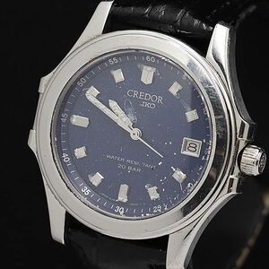 1 иен Seiko Credor 8J82-6A00 темно-синий циферблат Date QZ мужские наручные часы NSY 9933000 4KHT