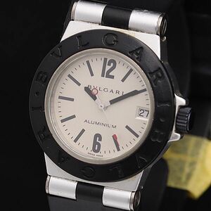 1 jpy BVLGARY QZ aluminium AL32TA silver face Date round unisex wristwatch TCY0662200 4KHT