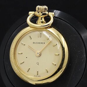 1円 稼働 BUCHERER QZ ゴールド文字盤 GP SS ペンダントウォッチ レディース腕時計 KMR 3797000 4NBG2の画像1