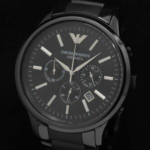 1 jpy operation superior article Emporio Armani AR-1451 chronograph Date QZ black face men's wristwatch TKD 0583000 4ERT