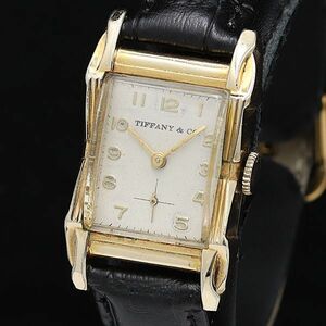 ¥1 Tiffany &amp; Co. Серебряный циферблат с ручным заводом Прямоугольный кожаный ремень Smoseco Мужские часы DOI 6696000 4JWY