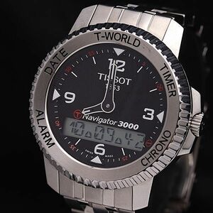 1 иен Tissot Navigator 3000 подсветка черный Digi-Ana циферблат QZ раунд сигнализация мужские наручные часы NSY 6696000 4JWY