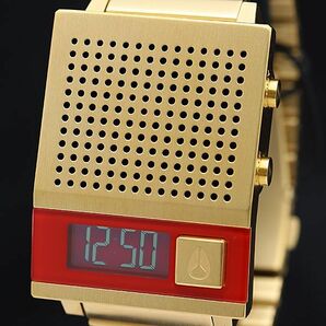 1円 箱付 稼働 良品 ニクソン NERD ALERT QZ 充電式 スクエア デジタル/ゴールド文字盤 充電器付き コマ2付 メンズ腕時計 2000000 NSKの画像1