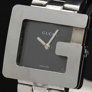 1円 箱付 稼働 グッチ QZ 3600J 黒文字盤 スクエア レディース腕時計 TCY0023100 4JWT