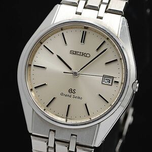 1 jpy operation Seiko Grand Seiko QZ silver face 9587-8000 Date men's wristwatch KMR 8090500 4ANT