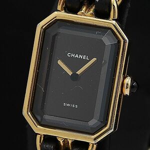 1 jpy Chanel Premiere black face R.M79791 QZ L size lady's wristwatch KMR 0461010 4BGT
