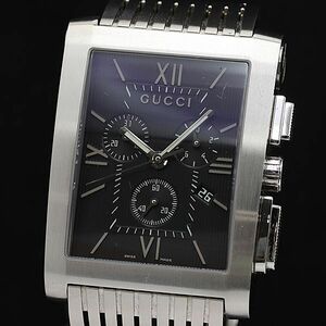 1 jpy operation Gucci 8600M QZ Rome character black face Date chronograph square men's wristwatch KMR 4479200 4ANT