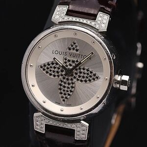 1 иен с ящиком работа Louis Vuitton QZ раунд серебряный циферблат SB6503 Q121R женские наручные часы KMR 0033110 5BKT
