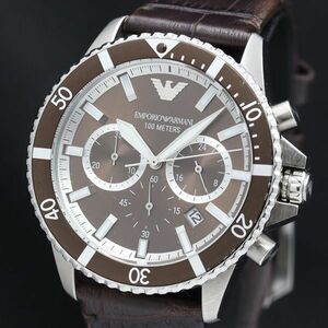 1 jpy operation Emporio Armani AR-11486 chronograph Date QZ Brown face men's wristwatch TKD 0561000 5MGT