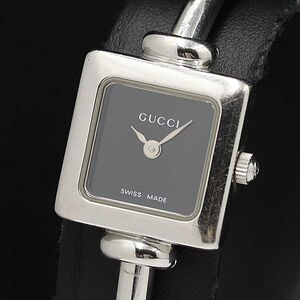 1 иен работа хорошая вещь Gucci браслет часы 1900L квадратное чёрный циферблат QZ женские наручные часы NSY 0275000 5ANT