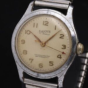 1 jpy operation SANHO hand winding Vintage white face shock protect men's wristwatch KMR 0011000 5MGT