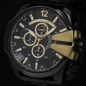 1 jpy operation superior article diesel QZ DZ-4338 on Leeza Brave black face chronograph round men's wristwatch TCY 8611100 5MGY