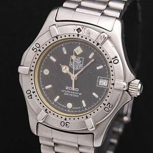 1 jpy operation TAG Heuer 962.013B 2000 series 200m Professional QZ black face Date round men's wristwatch DOI0528000 5MGT
