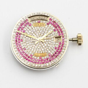 1 jpy Rolex 3035 Movement 27 stone stone attaching day date AT/ self-winding watch silver / pink face men's wristwatch for TKD 0005610 5MGT