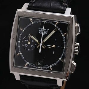 1 jpy box attaching operation TAG Heuer Monaco AT/ self-winding watch black face Date chronograph 3538/5000 men's wristwatch KMR 0008910 5BKT