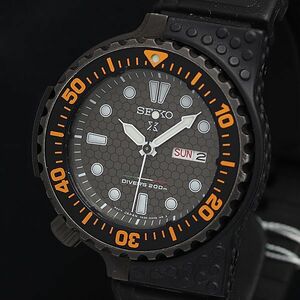 1 jpy guarantee / box attaching operation superior article Seiko Prospex 7N36-0AK0 QZ Divers 200m black face men's wristwatch OGH 2917200 5TLT