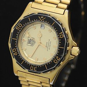 1 jpy TAG Heuer 3000 Professional 200m QZ ivory face Date round men's wristwatch DOI 8611100 5MGY