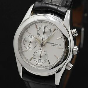 1 jpy operation superior article Frederique Constant june-vu1282871 AT silver face chronograph leather belt men's wristwatch DOI 8611100 5MGY