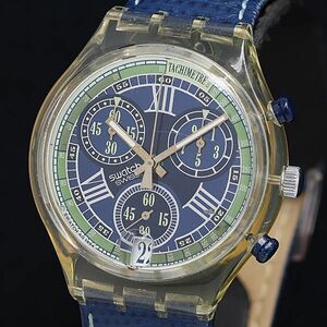 1 jpy operation superior article QZ Swatch chronograph Date smoseko blue face men's wristwatch OKZ 7561000 4APY