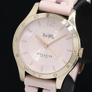 1 jpy operation superior article QZ box / guarantee attaching Coach CA.79.7.95.1761 30m pink face lady's wristwatch OKZ 8611100 5MGY