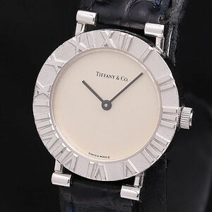 1 jpy operation superior article Tiffany L0640 QZ silver face cylinder leather belt lady's wristwatch DOI 0916000 5NBG1