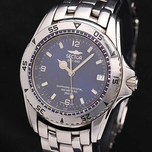 1 jpy operation superior article Sector SGE650 sapphire crystal 300M QZ blue face Date round men's wristwatch DOI 0916000 5NBG1