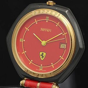 1 jpy guarantee / box attaching operation superior article Ferrari QZ 11015 red face Date round pocket watch TCY 0916000 5NBG1