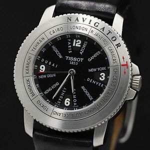 1 иен Tissot Navigator QZ черный циферблат 250 SS мужские наручные часы KMR 0916000 5NBG1