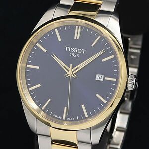 1 иен работа хорошая вещь QZ коробка / гарантия / koma есть Tissot T150410 100m Date синий циферблат мужские наручные часы OKZ 0916000 5NBG1