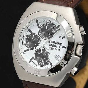 1 jpy box attaching operation superior article Suntory whisky QZ SR927WCELL J3 white face chronograph Date round men's wristwatch TCY0916000 5NBG1