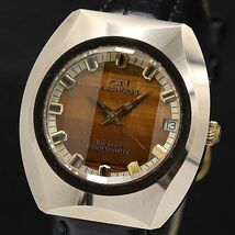 1円 テクノス QZ エレクトロニック ブラウン文字盤 デイト ワールドワイド メンズ腕時計 KMR 0572000 5MGT_画像1