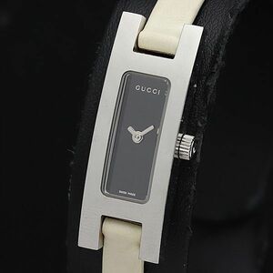 1円 稼働 良品 グッチ 3900L レクタンギュラー 黒文字盤 QZ レディース腕時計 NSY 0916000 5NBG1