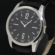 1円 稼動 良品 ブルガリ QZ ソロテンポ ST37S ブラック文字盤 メンズ腕時計 YUM 0080300 5MGT_画像1