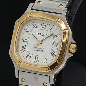 1円 稼働 良品 ティソ シースター デイト ホワイト文字盤 レディース腕時計 YUM0916000 5NBG1