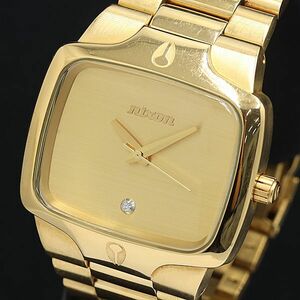 1 jpy operation superior article Nixon QZ THE PLAYER player stone attaching square Gold face men's wristwatch 0916000 5NBG1 MTM