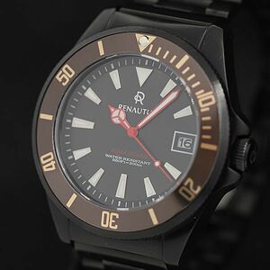 1 jpy guarantee / box / koma 2 attaching operation superior article Renault tasQZ aqua Ocean 200M M452U312F-A11-N1414-22M04 black face men's wristwatch TCY6754000 5ANT
