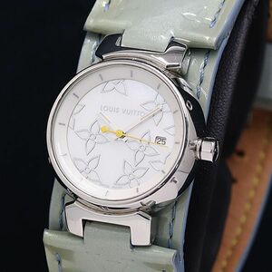 1 иен с коробкой Louis Vuitton QZ RR3583 язык b-ru раунд Date белый ракушка циферблат женские наручные часы INB