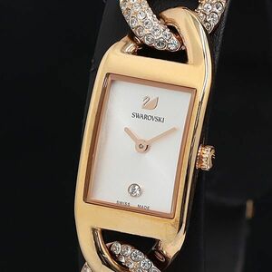 1 jpy operation superior article box / koma 2 attaching Swarovski QZ CLS square silver face lady's wristwatch YUM 0916000 5NBG1