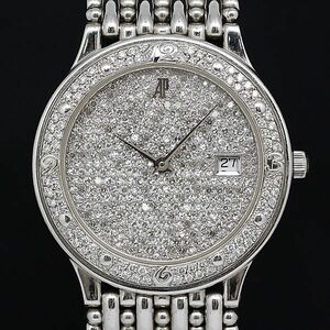 1 jpy operation superior article Audemars Piguet 18K/750/WG/111.5 QZ two -ply diamond bezel pave diamond Date boys / men's wristwatch OGH ABC0834790